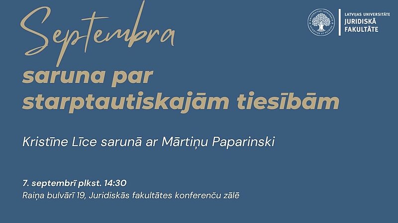 Aicina uz pasākumu “Septembra saruna par starptautiskajām tiesībām”