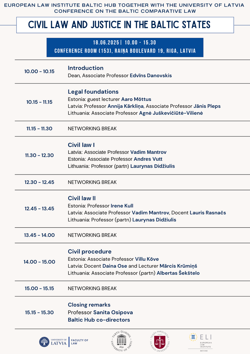 Konference “Civilās tiesības un taisnīgums Baltijas valstīs”