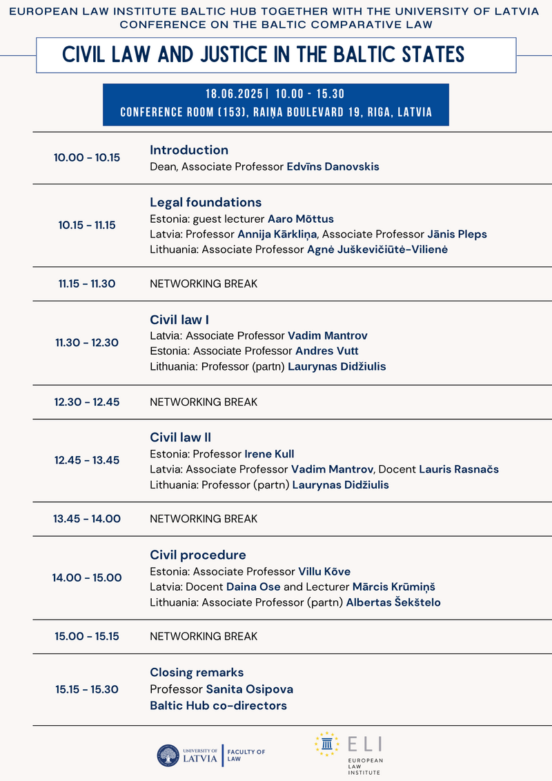 Konference “Civilās tiesības un taisnīgums Baltijas valstīs”